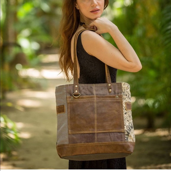 Myra Bag Side Floral Print Upcycled Canvas Tote - Picture 2 of 7